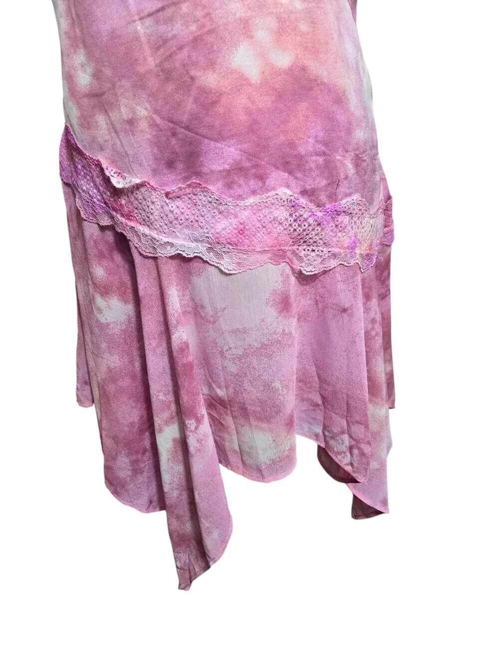 wild fable Pink Tie-Dye Festival Lace-Trim Slip Mini Dress NWT